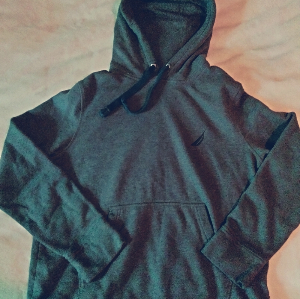 Nautica Unisex Gray Pull Over Hoodie Sweatshirt Size S Layers Comfy Minimalist
